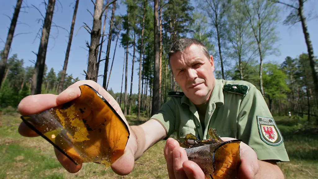 Glasscherbe-Waldbrand