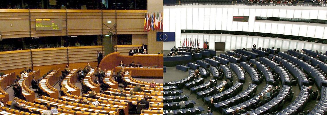 Die Europaparlemente in Brüssel (links) und Straßburg: Wenn es um den "Wanderzirkus" zwischen den beiden Orten geht, hat das Parlament nichts zu sagen.