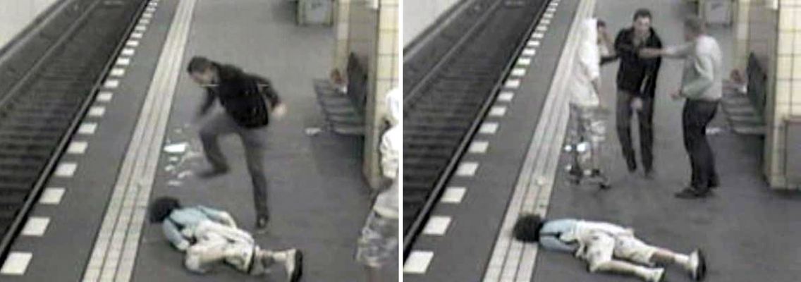 Bilder aus der Überwachungskamera im U-Bahnhof Friedrichstraße in Berlin-Mitte.