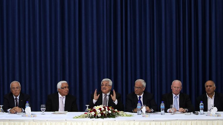 Auch einer Pressekonferenz sprach Palästinenserpräsident Mahmud Abbas ausführlich über den angestrebten Frieden.