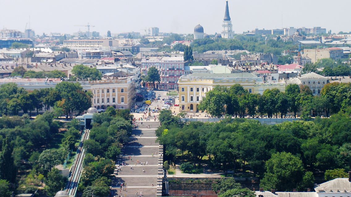 Weltbekanntes Wahrzeichen: Die Potemkinsche Treppe in Odessa erinnert an die Meuterei gegen das Zarenregime im Jahr 1905.