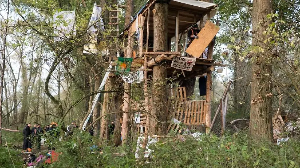 Polizisten-bauen-im-Stadtteil-Altenwerder-in-den-Vollhoerner-Weiden-ein-zuvor-besetztes-Baumhaus-ab