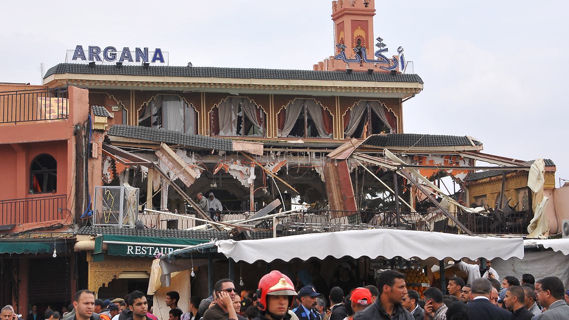 Der Tatort am Jamaa el-Fna-Platz, im Herzen Marrakeschs.