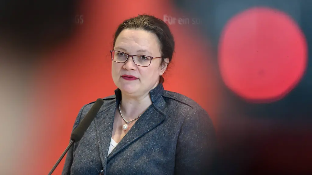 Andrea-Nahles-waehrend-einer-Pressekonferenz-im-Februar-2019-in-Berlin