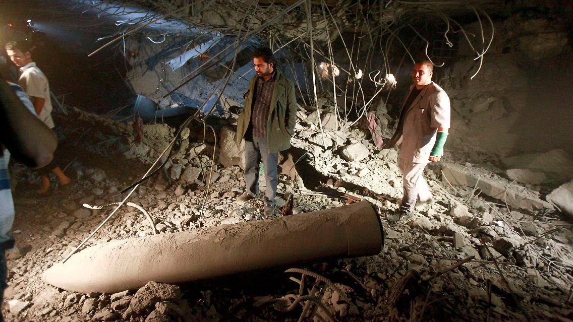 Das nach Angaben der libyschen Regierung von NATO-Raketen zerstörte Haus von Saif el Arab Gaddafi.