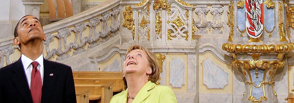 Merkel und Obama in der Frauenkirche: "Es macht wirklich Spaß, mit dem amerikanischen Präsidenten zusammenzuarbeiten."