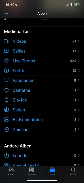 Album-Bildschirmfotos-anzeigen