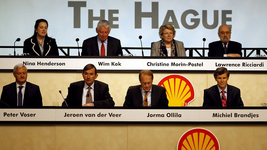 Die Shell-Geschäftsführung während einer Hauptversammlung des Öl-Unternehmens 2008 in Den Haag.
