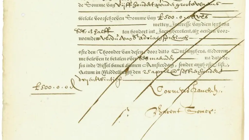 Die-Reproduktion-zeigt-eine-Anleihe-der-Niederlaendischen-Ostindien-Kompanie-aus-dem-Jahr-1623