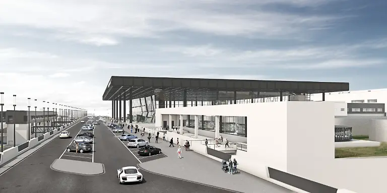 Pier-G-Eingangsbereich-Vorfahrtstisch