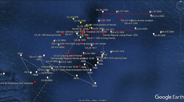 Plotting-reports-from-warships-to-determine-search-area