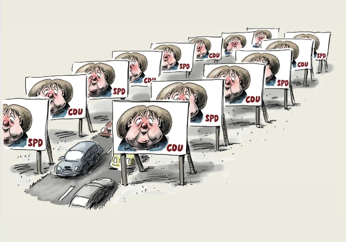 Merkel-Wahlkampfschilder-SPD-CDU