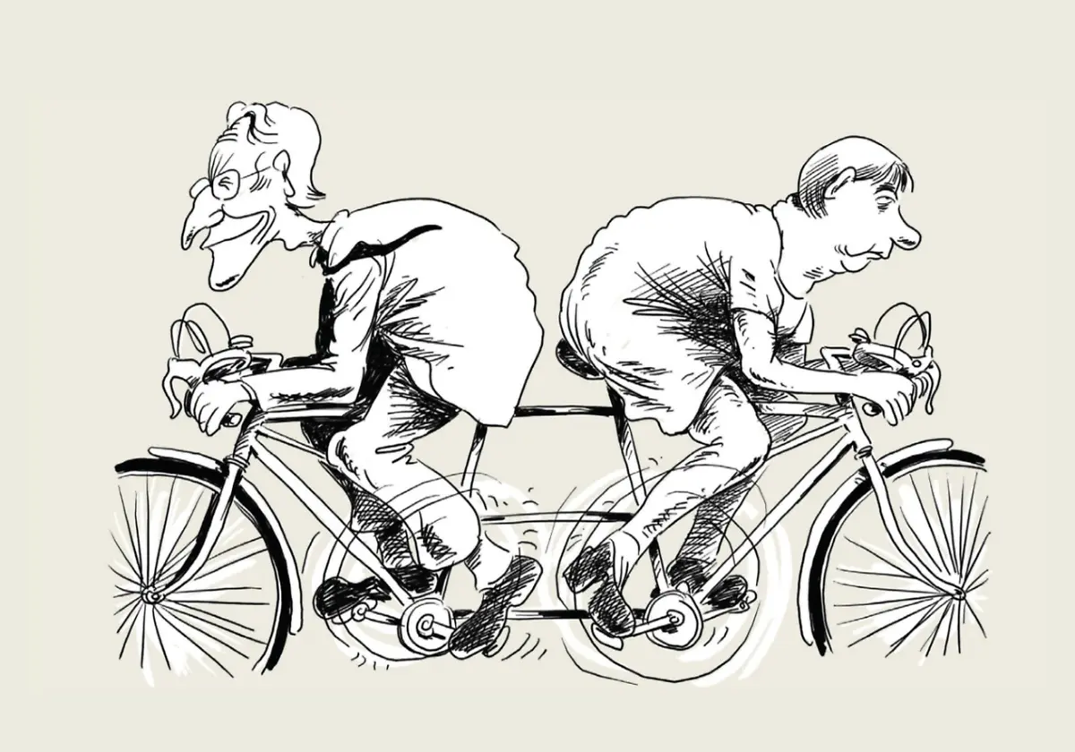 Stoiber-und-Merkel-Fahrrad