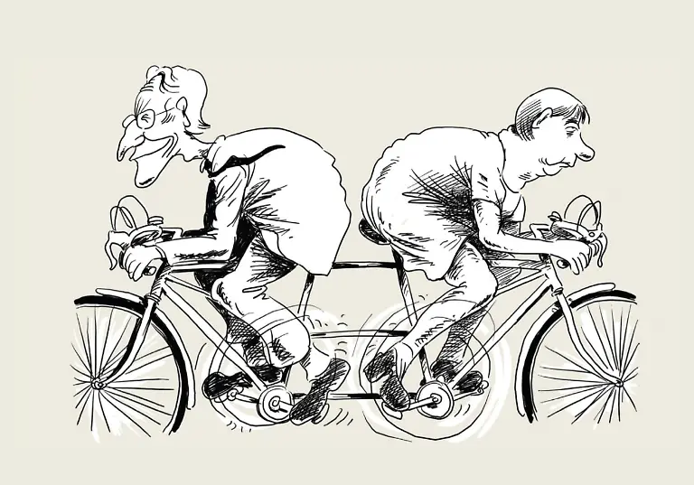 Stoiber-und-Merkel-Fahrrad