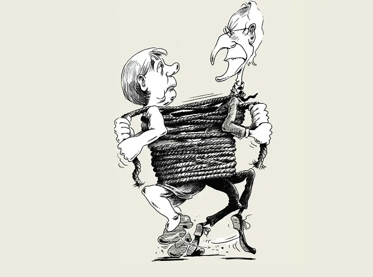 Stoiber-Merkel-aneinander-gefesselt