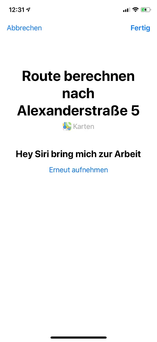 Siri-Kurzbefehl-Karten