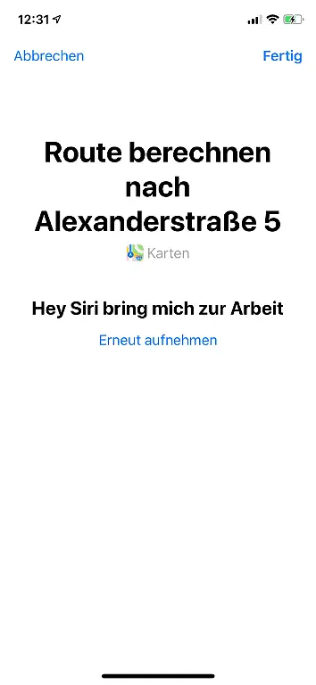 Siri-Kurzbefehl-Karten