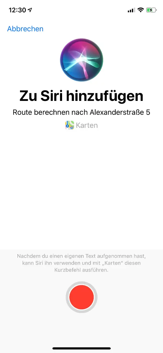 Siri-Kurzbefehl-diktieren