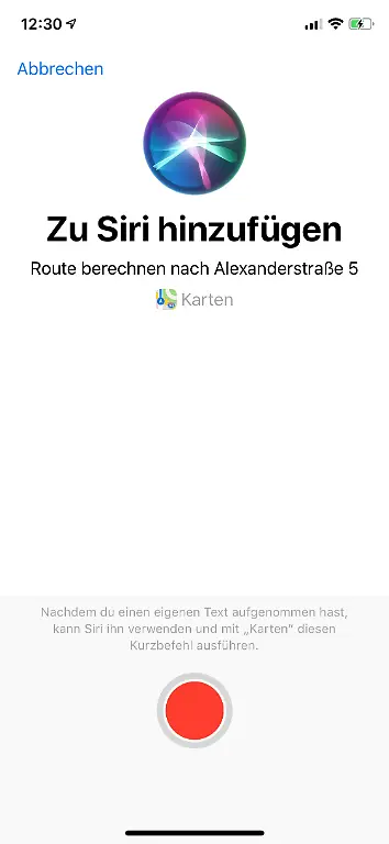 Siri-Kurzbefehl-diktieren