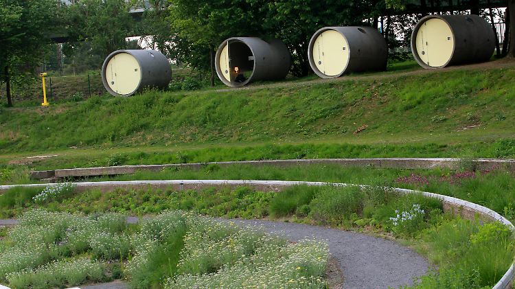 Es gibt insgesamt fünf "Röhrenhotelzimmer" im Bottroper Bernepark.
