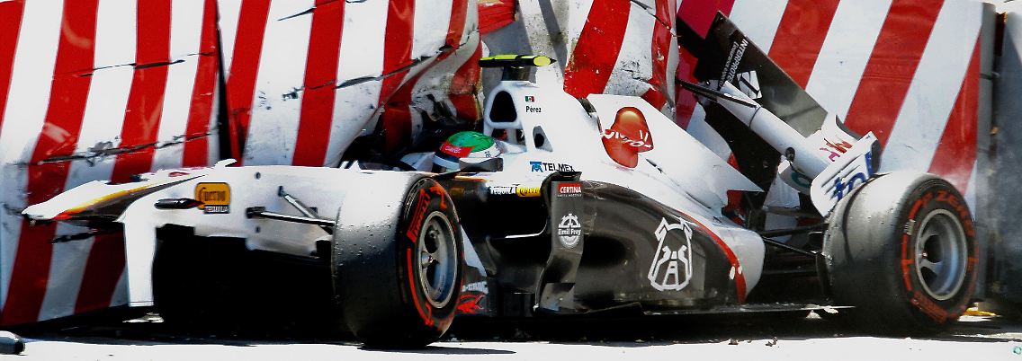 Sergio Pérez verunglückte im Qualifying mit seinem Sauber schwer.