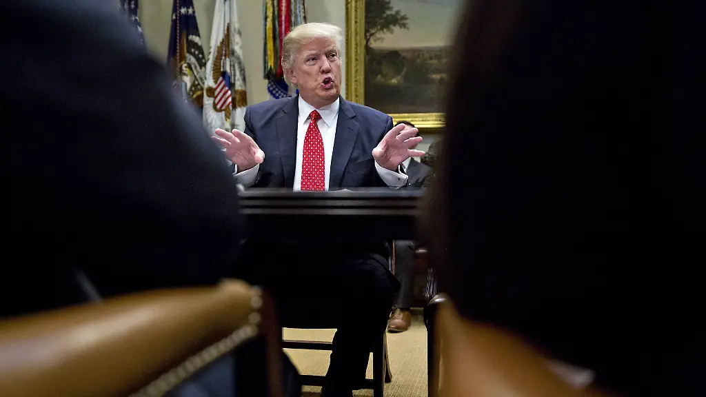 U-S-President-Donald-Trump-speaks-as-he-meets-with-county-sheriffs-during-a-listening-session-meeting-in-the-Roosevelt-Room-of-the-White-House-in-Washington-D-C-on-Tuesday-February-7-2017-The-Trump-administration-will-return-to-court-Tuesday-to-argue-it-has-broad-authority-over-national-security-and-to-demand-reinstatement-of-a-travel-ban-on-seven-Muslim-majority-countries-that-stranded-refugees-and-triggered-protests