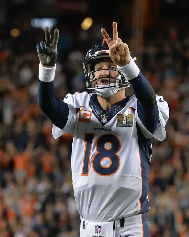 Denver-Broncos-quarterback-Peyton-Manning-calls-for-a-two-point-conversion-after-C-J-Anderson-s-two-yard-touchdown-against-the-Carolina-Panthers-in-the-fourth-quarter-of-Super-Bowl-50-in-Santa-Clara-California-on-February-7-2016-The-Denver-Broncos-defeated-the-Carolina-Panthers-24-10