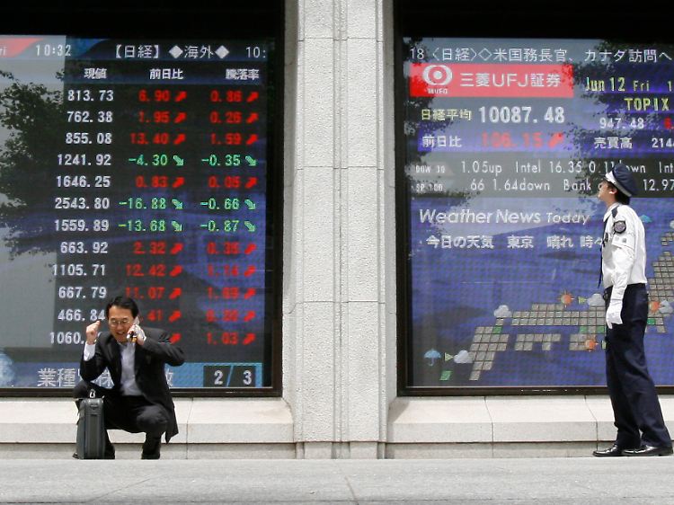 Freitag, 12. Juni 2009: Nach einem harten Winter steigt der Nikkei-Index wieder über 10.000 Punkte.