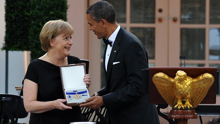 Merkel mit Obama: "Diese Auszeichnung ist ein wirklich sehr bewegender Moment."