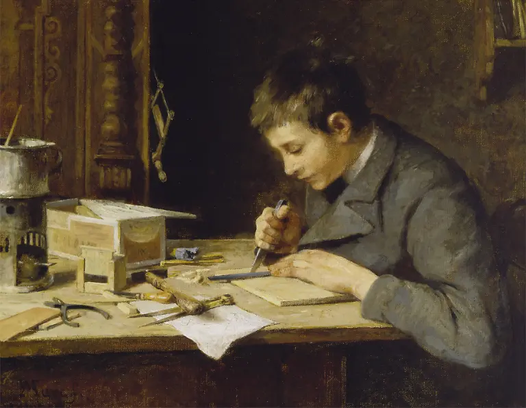 WikiWilhelm-Marc-Sohn-Franz-beim-Holzschneiden-um-1895