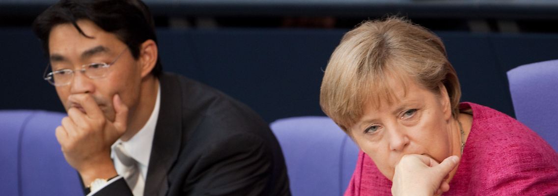 Ratlosigkeit auf der Regierungsbank: FDP-Chef Rösler und Kanzlerin Merkel.