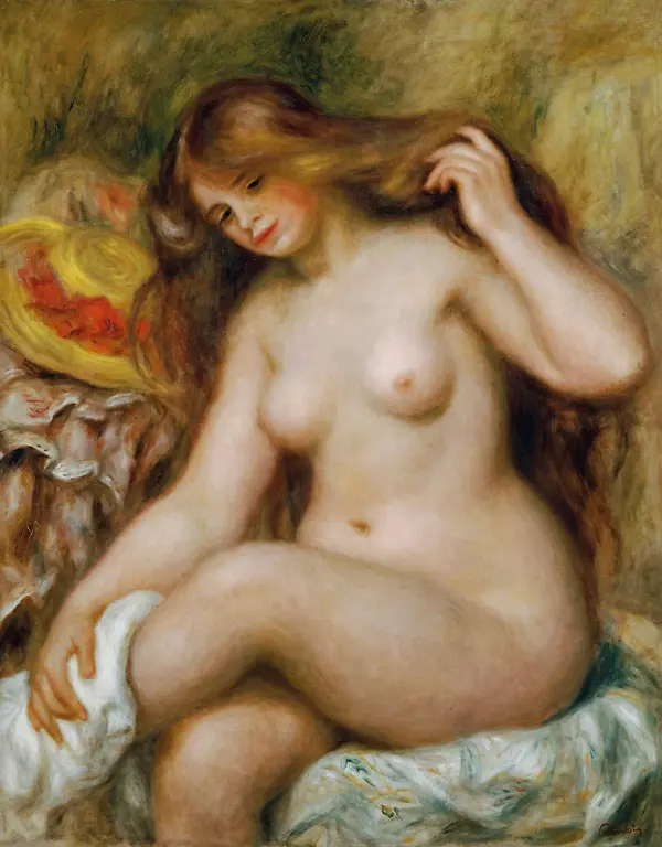 IMEX-Presse-Pierre-Auguste-Renoir-Badende-mit-blondem-offenem-Haar-um-1903