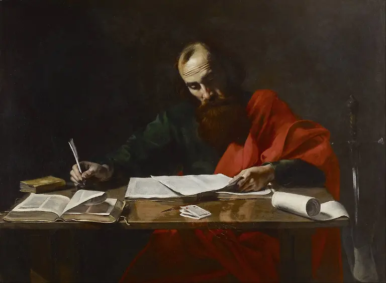 Probably-Valentin-de-Boulogne-Saint-Paul-Writing-His-Epistles-Google-Art-Project-1
