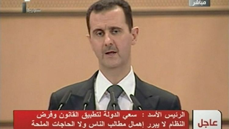 Assads Rede wird live von TV-Stationen übertragen.