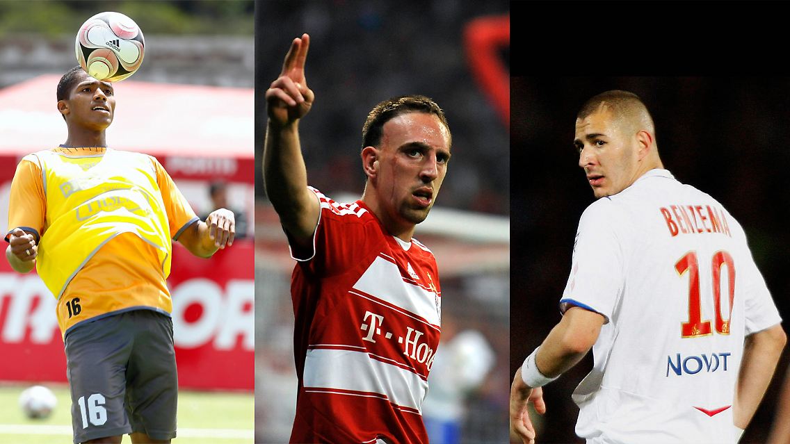 Die Millionen aus dem Ronaldo-Verkauf könnte ManU in Antonio Valencia (l.), Franck Ribery und Karim Benzema investieren.