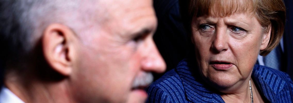 Kanzlerin Merkel und Griechenlands Premier Papandreou stehen heftige Diskussionen bevor.