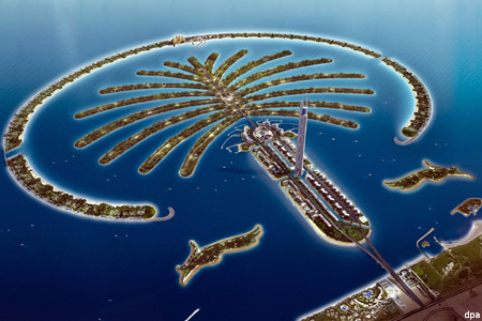 Es ist wie ein Traum aus Tausendundeiner Nacht. Eine Insel in Form einer Palme, von Menschenhand geschaffen. Was hier noch nur in der Computersimulation zu sehen ist ......