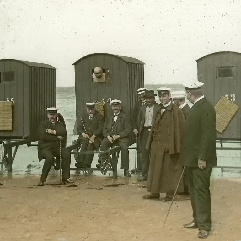 Motiv-aus-dem-Kaiserpanorama-Sommer-1914-Badebetrieb-an-der-Nordsee