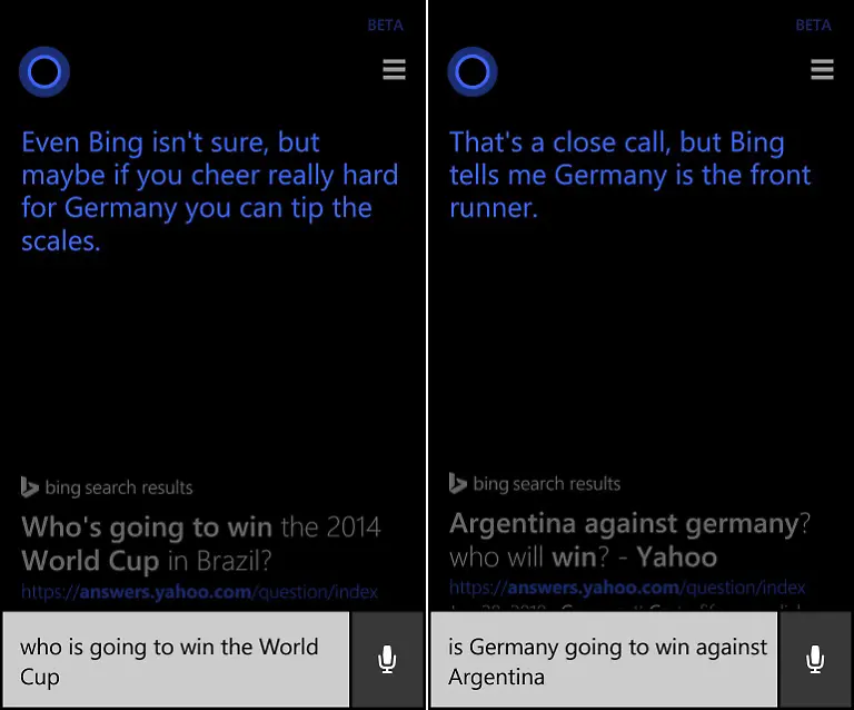 Cortana-Prognosen