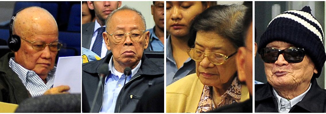 Die vier Angeklagten: Ex-Staatschef Khieu Samphan, der frühere Außenminister Ieng Sary, Ex-Sozialministerin Ieng Thirith und der ehemalige Chefideologe Nuon Chea.