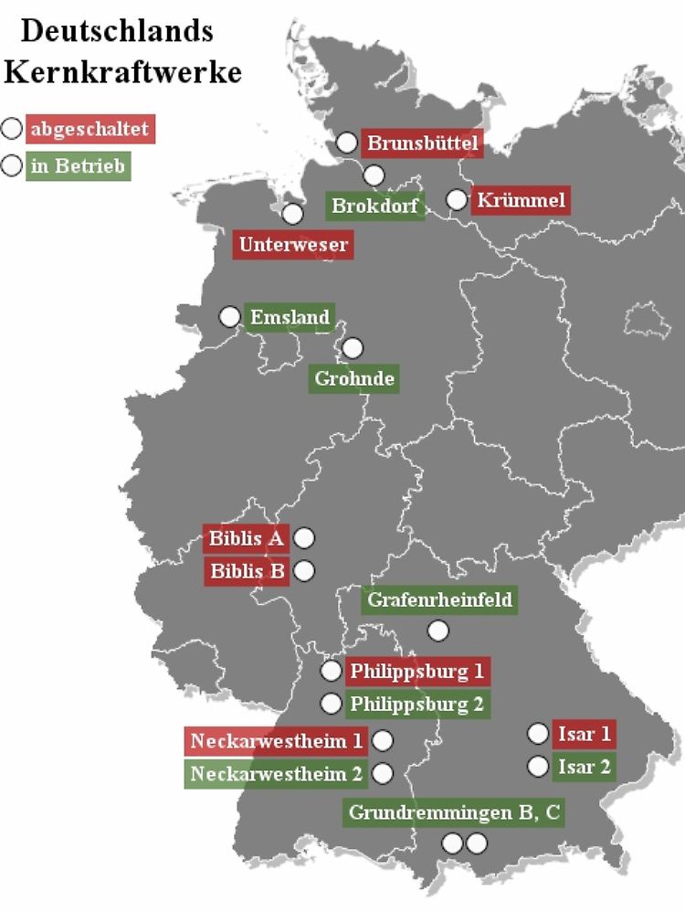 Deutschlands Atomkraftwerke (Karte von Stepmap.de)