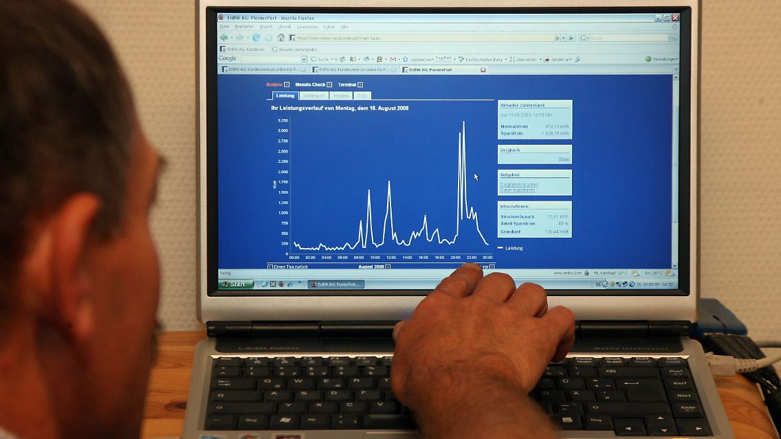 Nutzer könnten am PC mit Hilfe von intelligenten Stromzählern den Verbrauch zu jeder Tageszeit differenziert betrachten und Energieverschwender im Haushalt identifizieren.