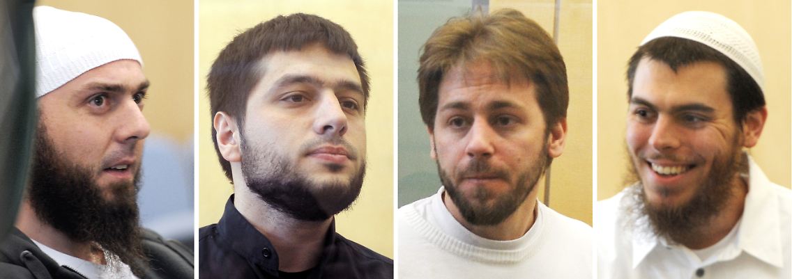 Die vier Angeklagten: Adem Yilmaz, Atilla Selek, Fritz Gelowicz und Daniel Schneider (von links).