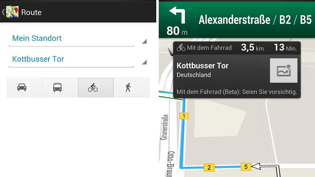 Google-Maps-Radfahrer-Navigation