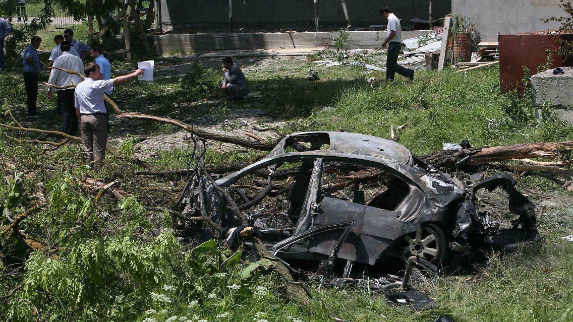 Das Auto des Präsidenten wurde total zerstört.
