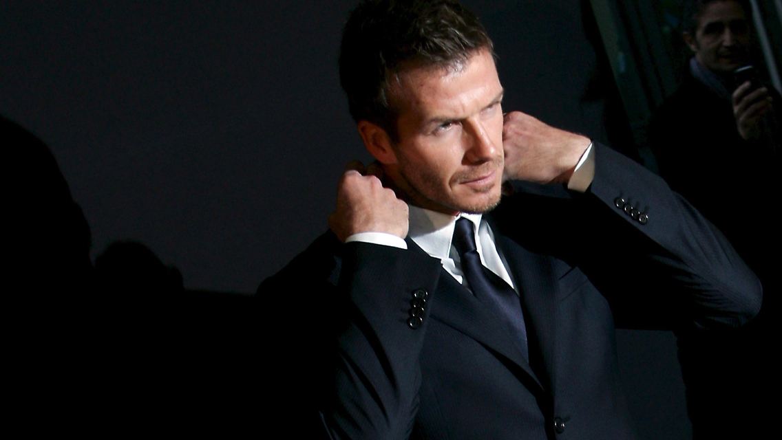 David Beckham auf der Men's Fashion Show in Mailand ...
