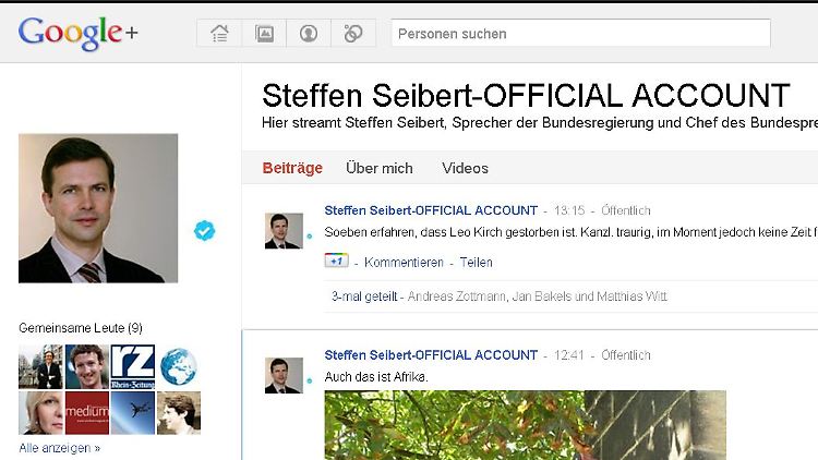 Von wegen "Offizieller Account" - Nach Angaben von Regierungssprecher Seibert ist das Profil auf GooglePlus ein "fake".