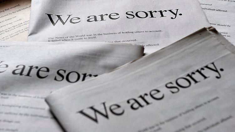 Murdoch entschuldigt sich in sieben großen britischen Zeitungen mit einer Anzeigenkampagne für den Abhörskandal.