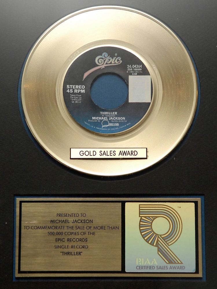 Michael Jacksons erstes "Gold"-Album für "Thriller" 1982