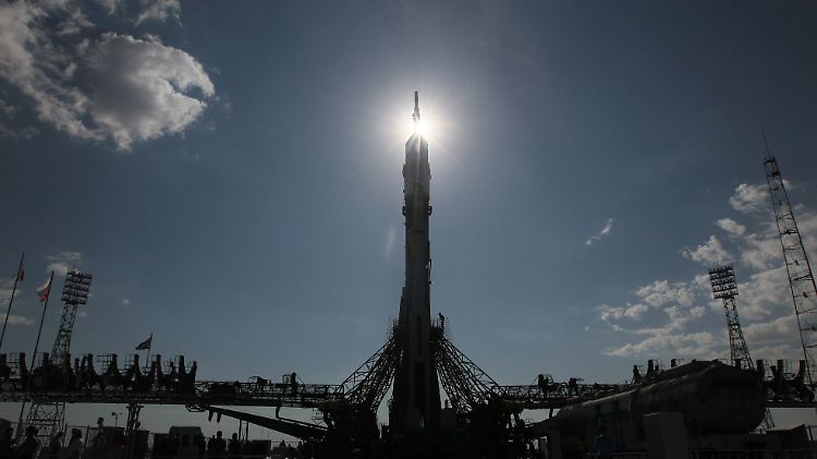Start einer Sojus-Rakete vom Weltraumbahnhof Baikonur.